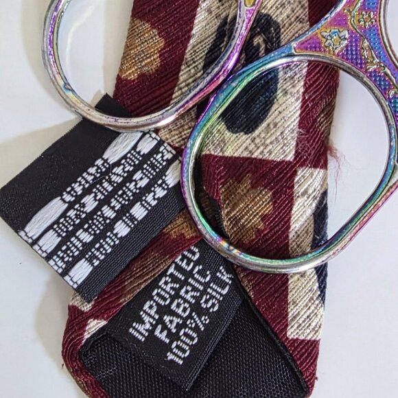 Moores Silk  Tie Gold Leaves Blue Feathers Print USA Made VTG W 4 in L 56 in - Picture 10 of 15